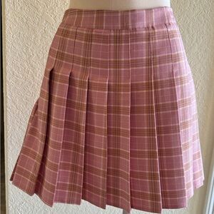 Chic Pink Plaid Skater Skirt